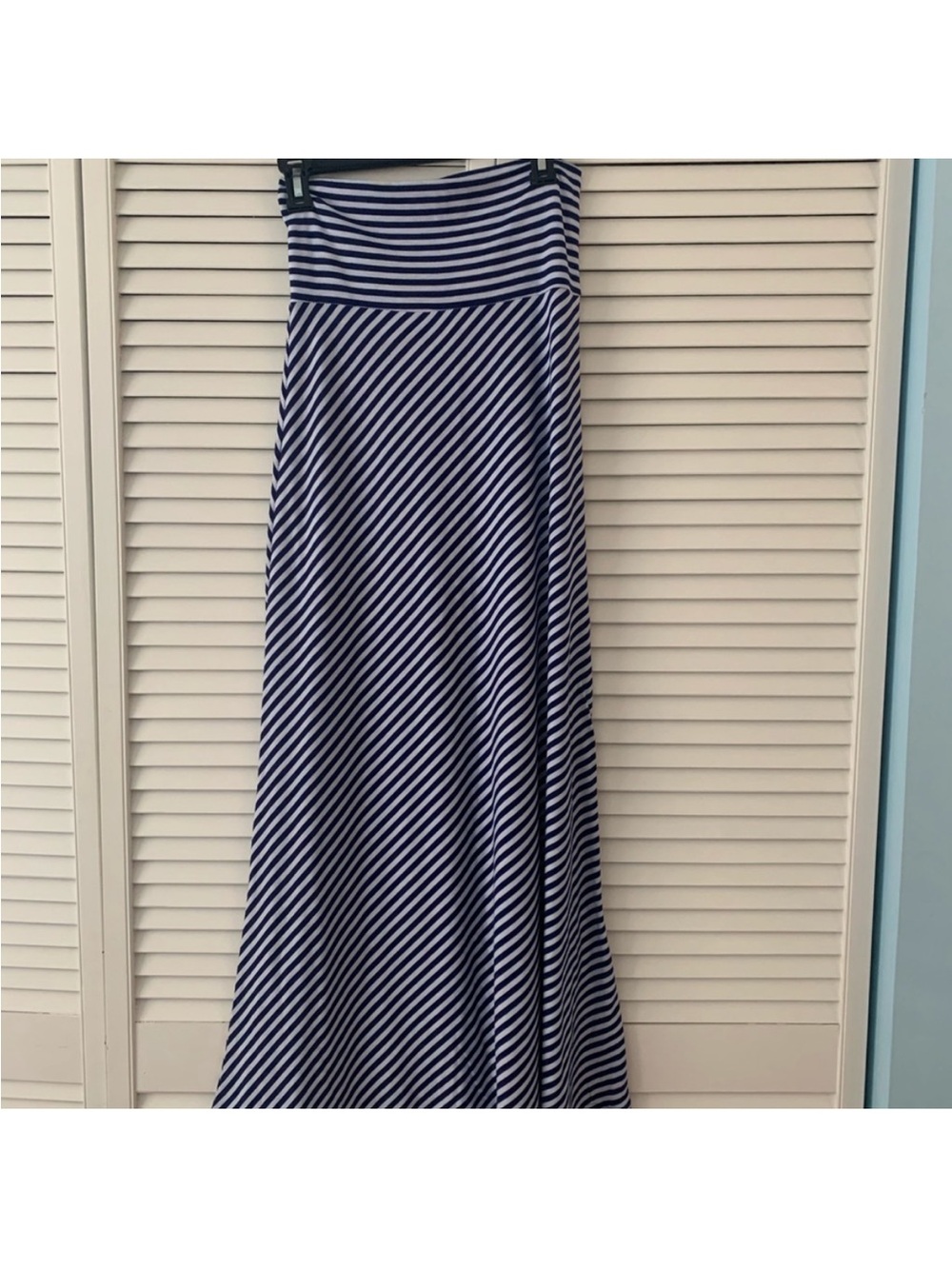 Striped Navy and White Maxi Skirt